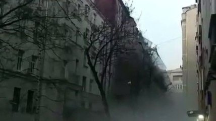В Москве рухнула стена исторического дома (Видео)