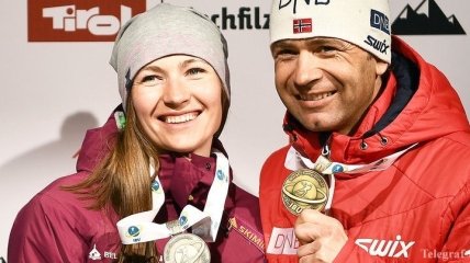 Бьорндален и Домрачева первая с 2004 года замужняя пара, выигравшая медали ЧМ в один день