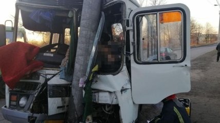 В Житомирской области автобус влетел в электроопору, есть жертвы