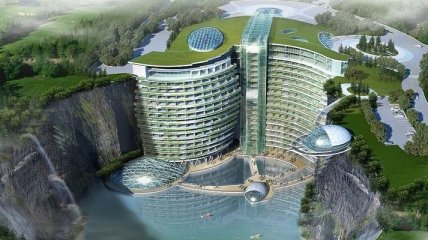 Настоящий шедевр: в Шанхае открыли гостиницу-"землескреб" (Видео)