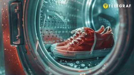 Пральна машина може очистити кросівки до ідеального стану (зображення створено за допомогою ШІ)