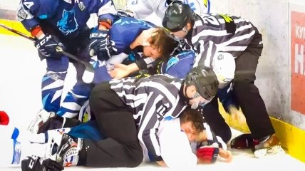 Куча мала: массовая драка в украинском хоккее (видео)
