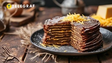 Печеночный торт является популярным украинским блюдом (фото создано с помощью ИИ)