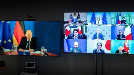 Лидеры стран G-7 во время онлайн-конференции