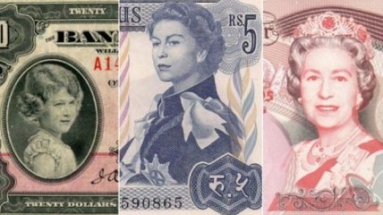 Яркие банкноты с изображением королевы Елизаветы II в возрасте от 8 до 85 лет (Фото)