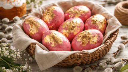 Яйца в цвете розового золота