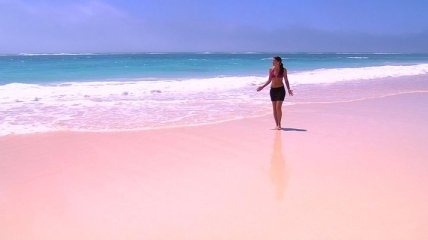 Удивительные пляжи с розовым песком (Фото)
