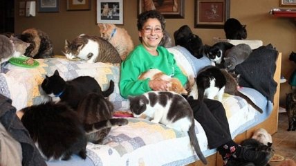 Линеа Латтанцио: женщина, в доме которой живет более 1000 кошек (Фото)