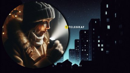 Девушка светит фонариком