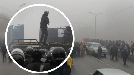 Силовики пытались сдержать протестующих на подступах к центральной площади Алматы