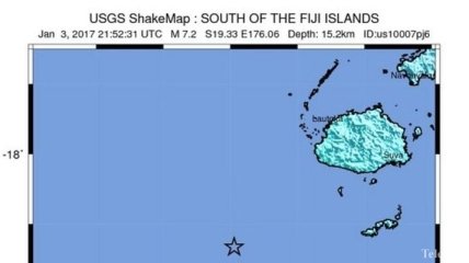 Землетрясение у берегов Фиджи: объявлена угроза цунами