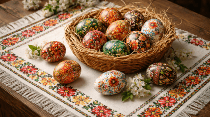 Писанки на столе