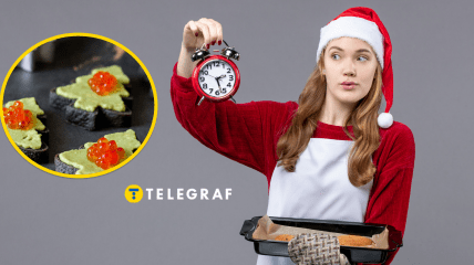 Бутерброди з ікрою та дівчина у фартушку