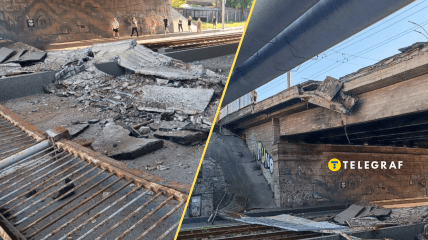 У Києві на дорогу впала частина мосту: що відомо (фото)