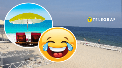 В Одессе на пляже под зонтиком прятались собаки