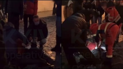 В центре Киева устроили новогоднюю поножовщину (видео)
