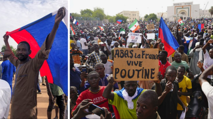 Поклонники хунты в Нигере маршируют с российскими флагами