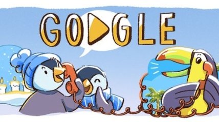 Веселые пингвины: дудл от Google в честь наступающих праздников