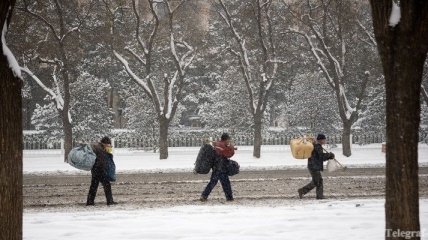 На Северный Китай обрушились снежные метели и бураны