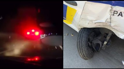 Леди на полной скорости влетела в машину полиции, оформлявшую ДТП: видео аварии под Киевом обсуждают в сети