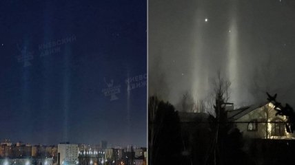 Світлові стовпи у небі над Україною