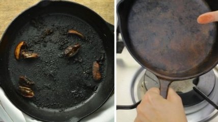 Как очистить подгоревшую сковородку