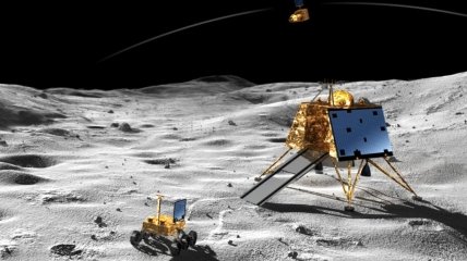 Посадочный модуль "Викрам" и луноход "Прагьян" на Луне