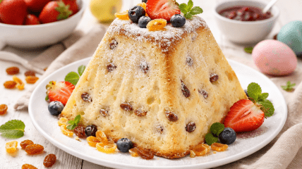 Запечена сирна паска з родзинками