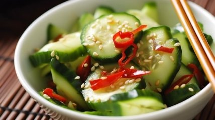 Пікантний салат з огірків та гострого перцю