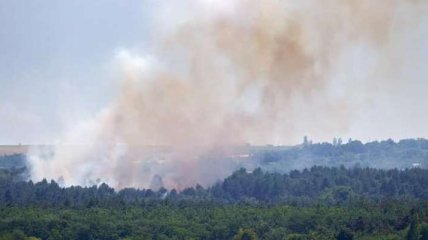 Масштабный пожар на Хортице: огонь тушат даже женщины (фото)