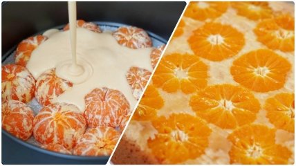 Домашний мандариновый пирог на сковороде - простой рецепт