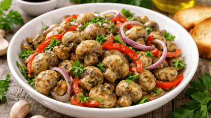 Салат з маринованих печериць