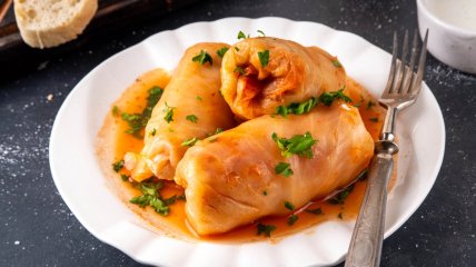 Постные голубцы с грибами