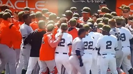 Массовая драка на матче MLB (Видео)