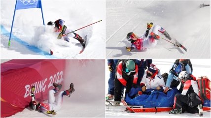 Падение Нины О'Брайэн на Олимпиаде в Пекине