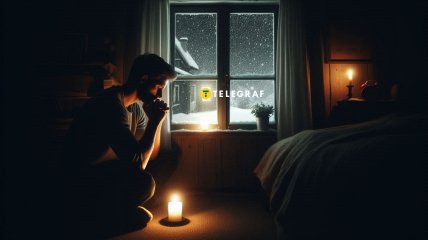 Мужчина сидит во тьме