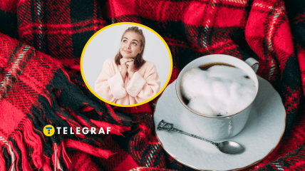 Плед, девушка и кофе