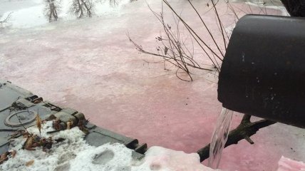 В Киеве река стала розовой