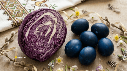 Яйца можно красить с помощью капусты