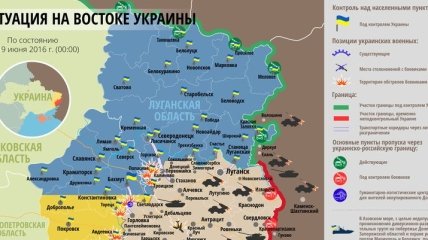 Карта АТО на востоке Украины (19 июня)