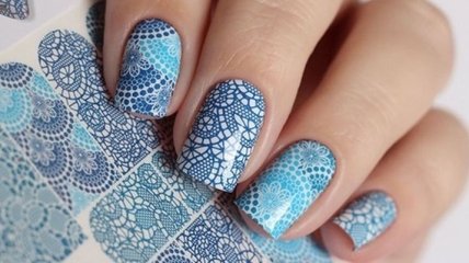Маникюр 2018: роскошный дизайн ногтей в голубых тонах (Фото)