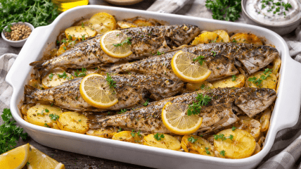 Рыба запеченная под картофельной подушкой