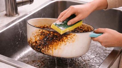 Как отмыть пригоревшую кастрюлю