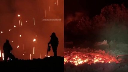 Экстремалы заглянули в кратер извергающегося вулкана на Камчатке (видео)