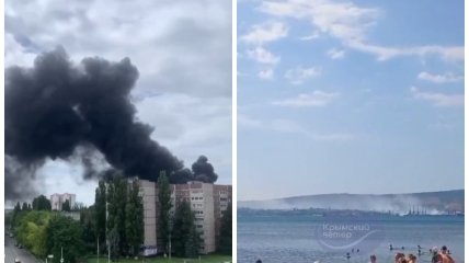 Дым в Курской области и в Феодосии