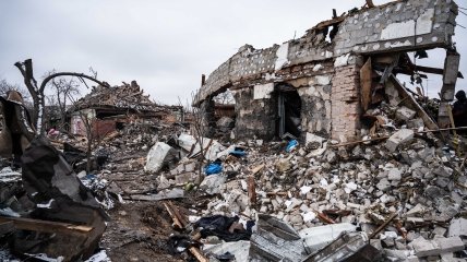 Разрушенные дома после обстрелов оккупантов