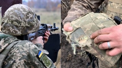 Так выглядит "перемирие": пуля снайпера пробила каску и ранила бойца ВСУ на Донбассе (фото)