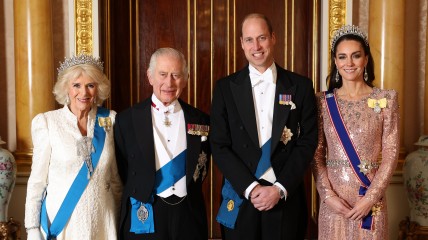 Король Чарльз III с женой Камиллой, принц Уильям с Кейт Миддлтон