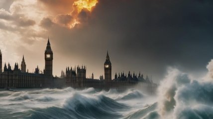 Зображення різкого підйому води в Лондоні, згенероване ШІ