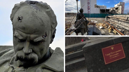 Памятники Шевченко подвергаются вандализму на оккупированных территориях